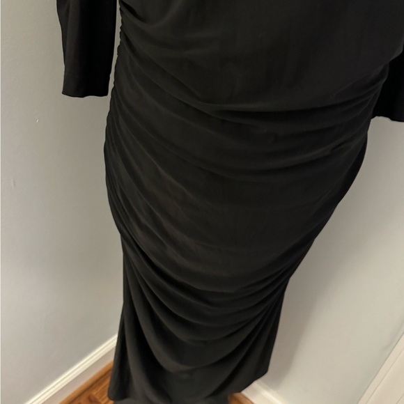 Adrianna papell black beaded 3/4 Sleeve  Evening Bodycon Dress Stretchy 16 - Picture 7 of 15